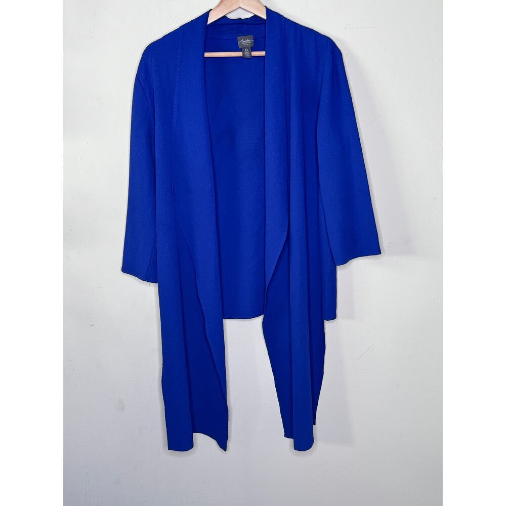 Travelers Collection by Chico's Navy Blue Crepe Hi Lo Cardigan Jacket Size 0 - Picture 2 of 5